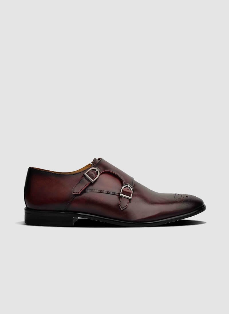 Language Shoes-Men-Maybri Monk-Premium Leather-Wine Colour-Formal Shoe