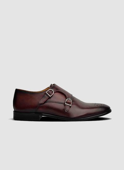 Language Shoes-Men-Maybri Monk-Premium Leather-Wine Colour-Formal Shoe