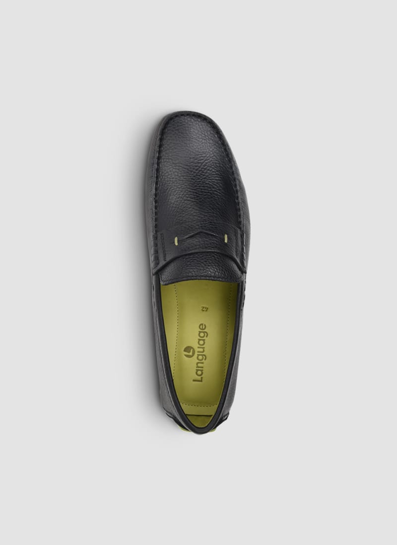 Language Shoes-Men-Ares Driver-Premium Leather-Black Colour-Casual Shoe