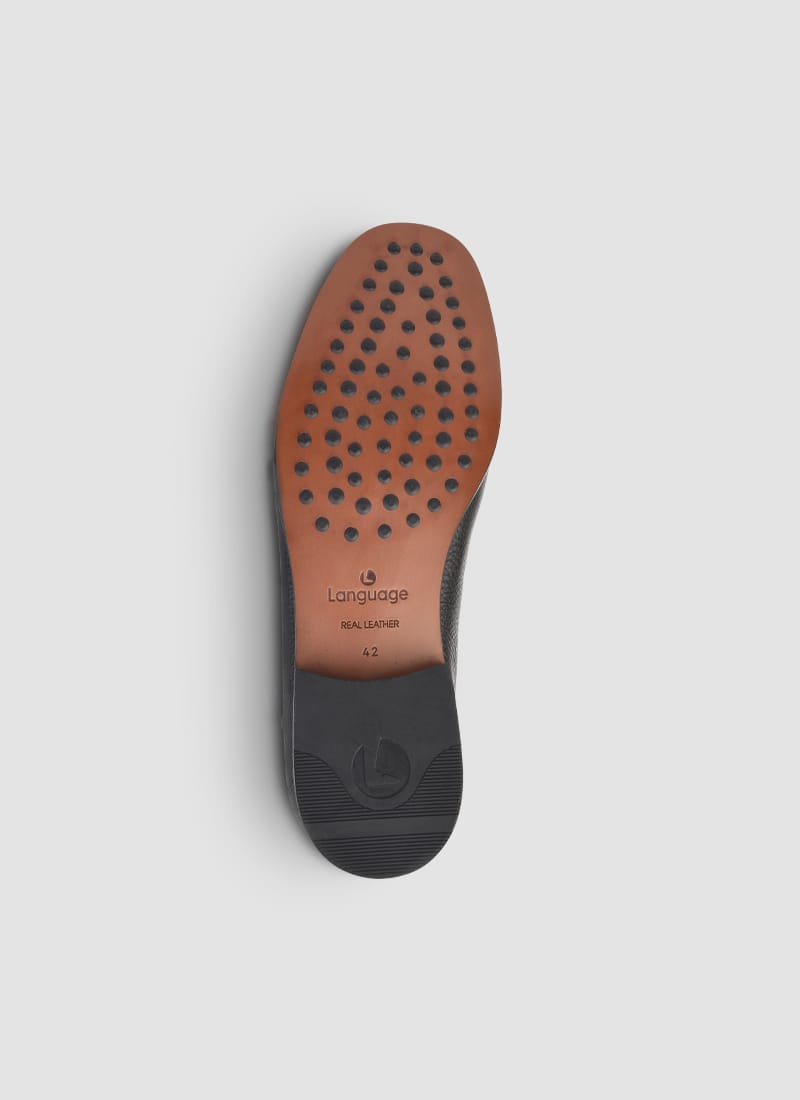 Language Shoes-Men-Eurus Moccasin-Deerskin Leather-Black Colour-Formal Shoe