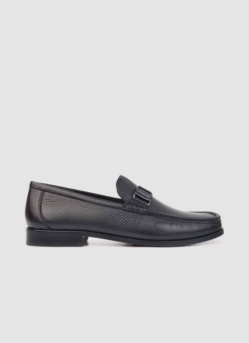 Language Shoes-Men-Eurus Moccasin-Deerskin Leather-Black Colour-Formal Shoe