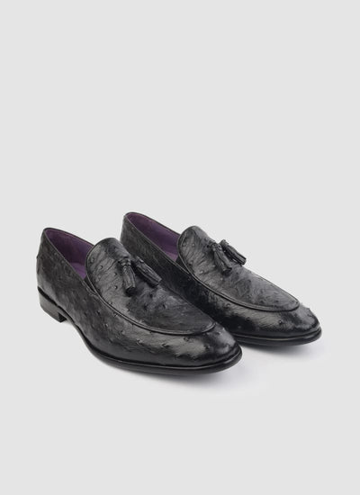 Language Shoes-Men-Crios Loafer-Ostrich Leather-Black Colour-Formal Shoe