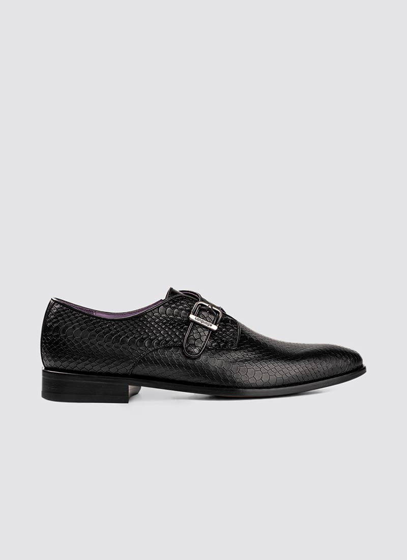 Language Shoes-Men-Smith Monk-Premium Leather-Black Colour-Formal Shoe