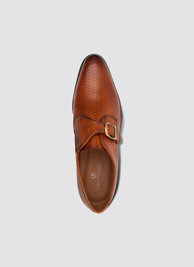Language Shoes-Men-Smith Monk-Premium Leather-Tan Colour-Formal Shoe