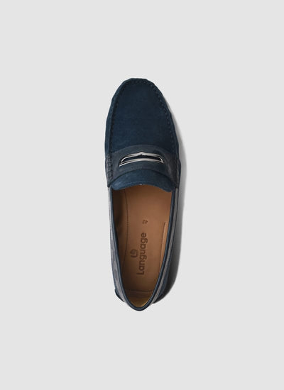 Language Shoes-Men-Lesk Driver-Premium Leather-Navy Colour-Casual Shoe