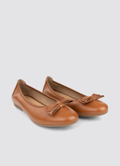 Language Shoes-Women-Calliope Ballerina-Premium Leather-Tan Colour-Formal Shoe