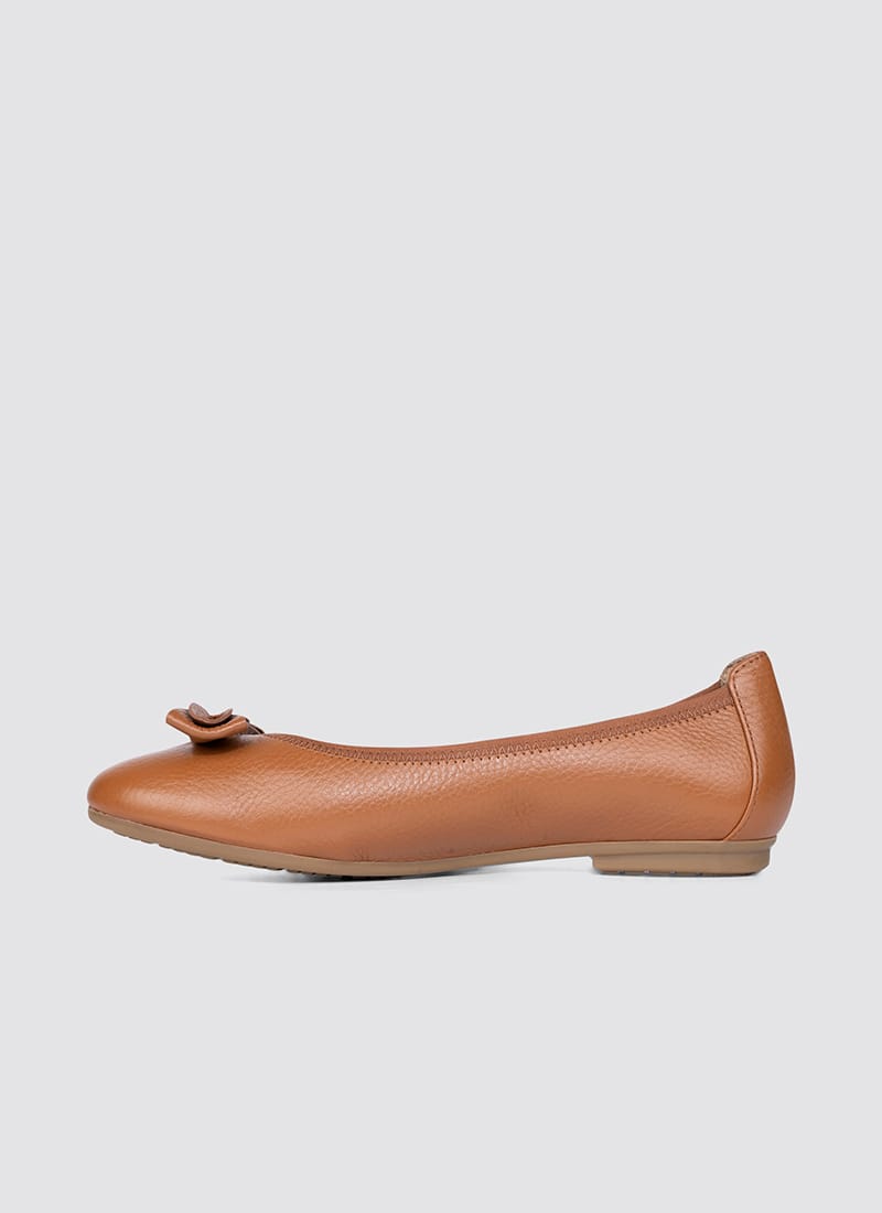Language Shoes-Women-Calliope Ballerina-Premium Leather-Tan Colour-Formal Shoe