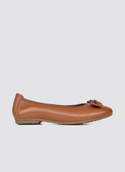 Language Shoes-Women-Calliope Ballerina-Premium Leather-Tan Colour-Formal Shoe