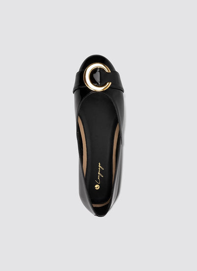 Language Shoes-Women-Circie Ballerina-Premium Leather-Black Colour-Formal Shoe