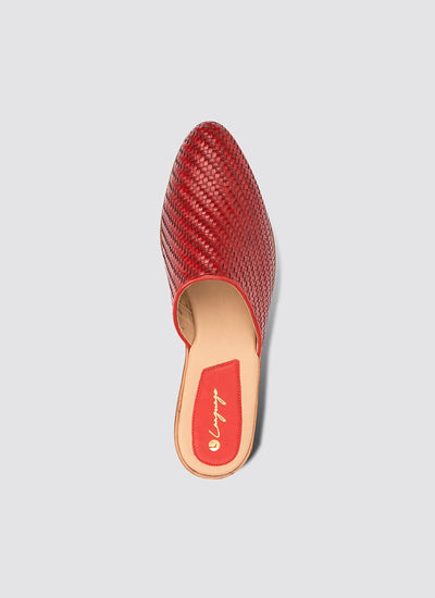 Language Shoes-Women-Eos Mule-Premium Leather-Red Colour-Sandal