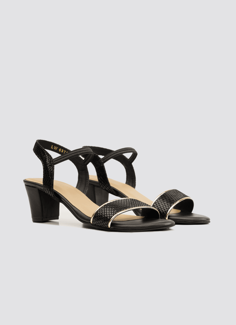 Language Shoes-Women-Chloe Block Heel-Premium Leather-Black Colour-Heels-3