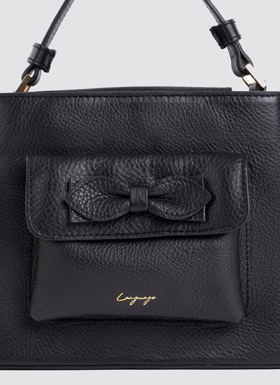 Language Shoes-Women-Flamingo Hand Bag-Premium Leather-Black Colour-Leather Accessories
