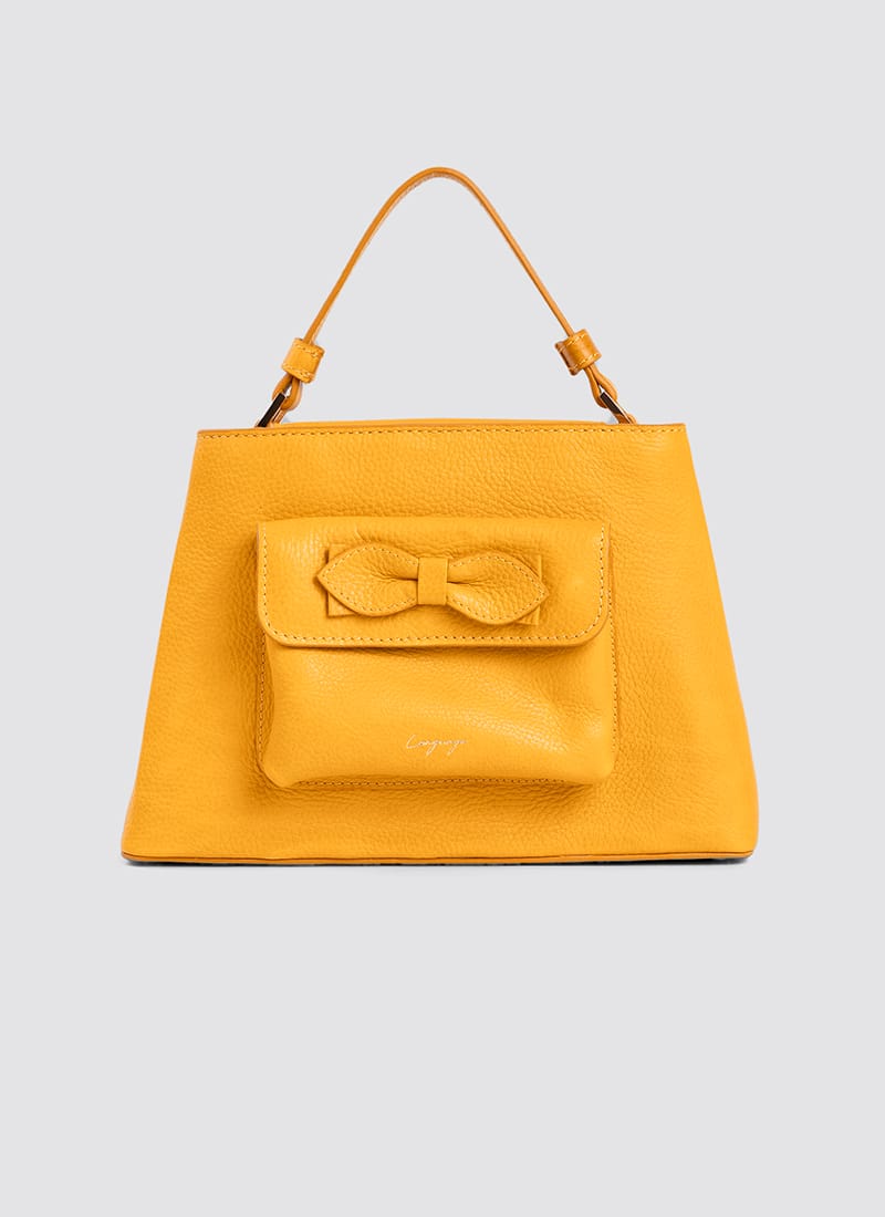 Language Shoes-Women-Flamingo Hand Bag-Premium Leather-Senape Colour-Leather Accessories