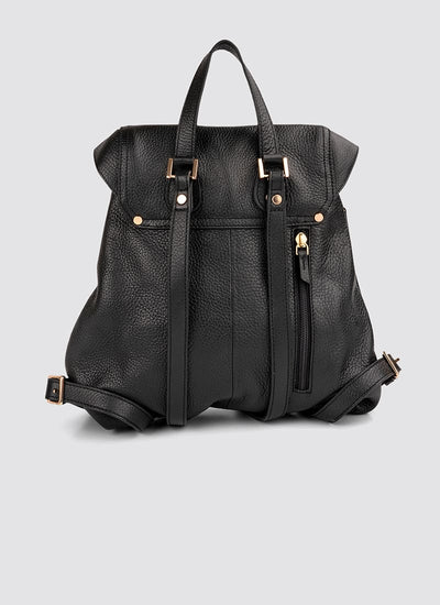 Language Shoes-Women-Oyester Backpack-Premium Leather-Black Colour-Leather Accessories