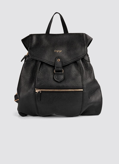 Language Shoes-Women-Oyester Backpack-Premium Leather-Black Colour-Leather Accessories