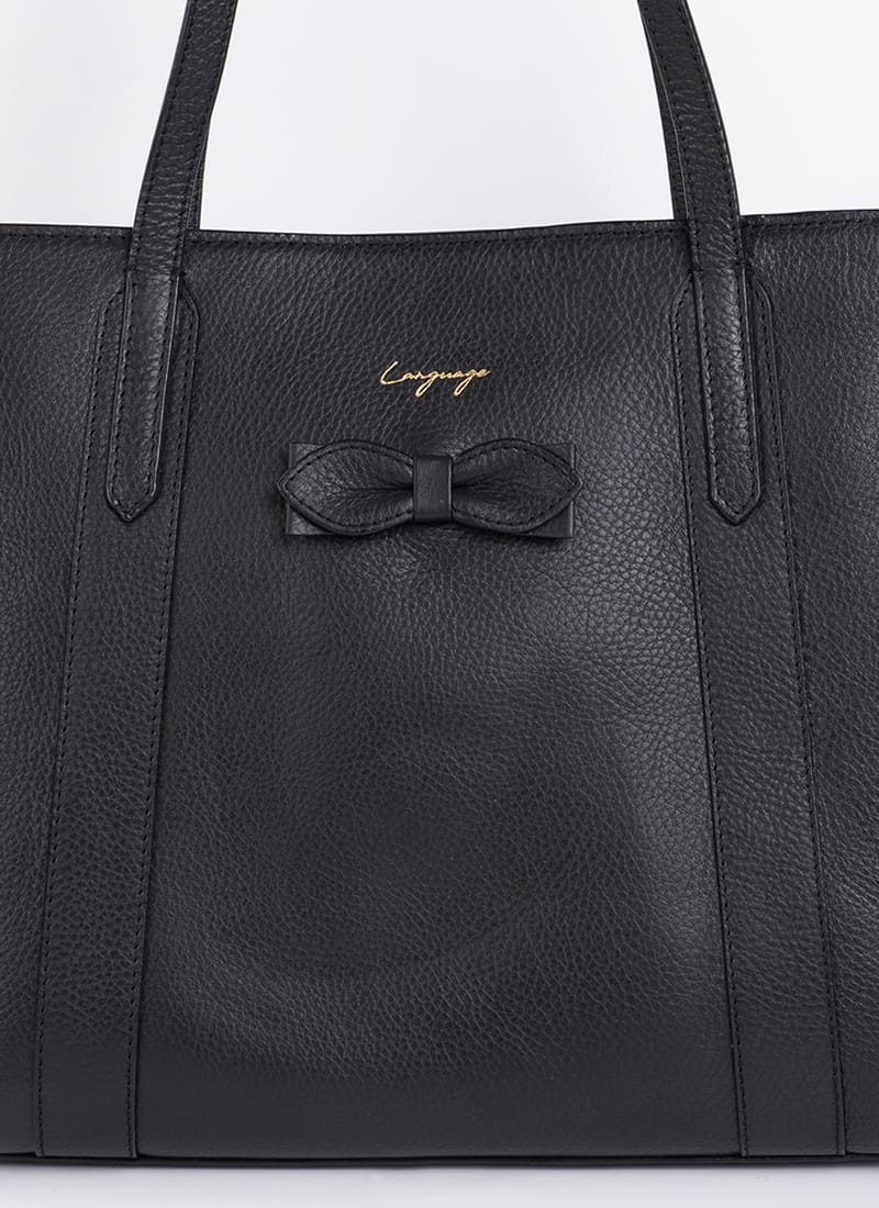 Language Shoes-Women-Amethyst Tote-Premium Leather-Black Colour-Leather Accessories