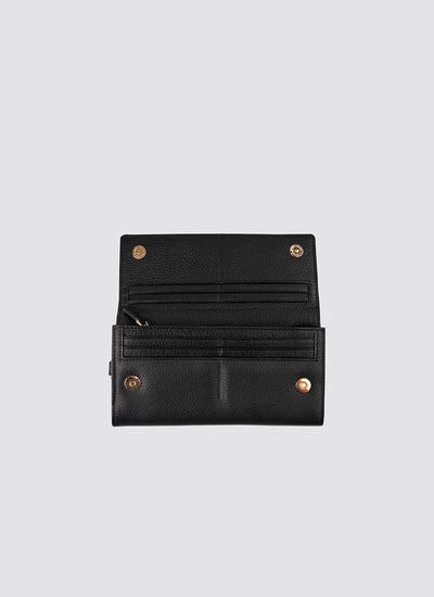 Language Shoes-Women-Onyx Long Wallet-Premium Leather-Black Colour-Leather Accessories