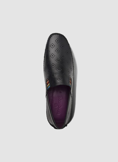 Language Shoes-Men-Drake Driver-Premium Leather-Black Colour-Casual Shoe