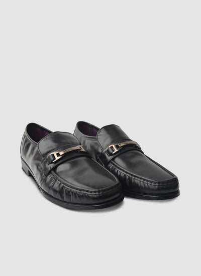Language Shoes-Men-Franco Moccasin-Premium Leather-Black Colour-Formal Shoe