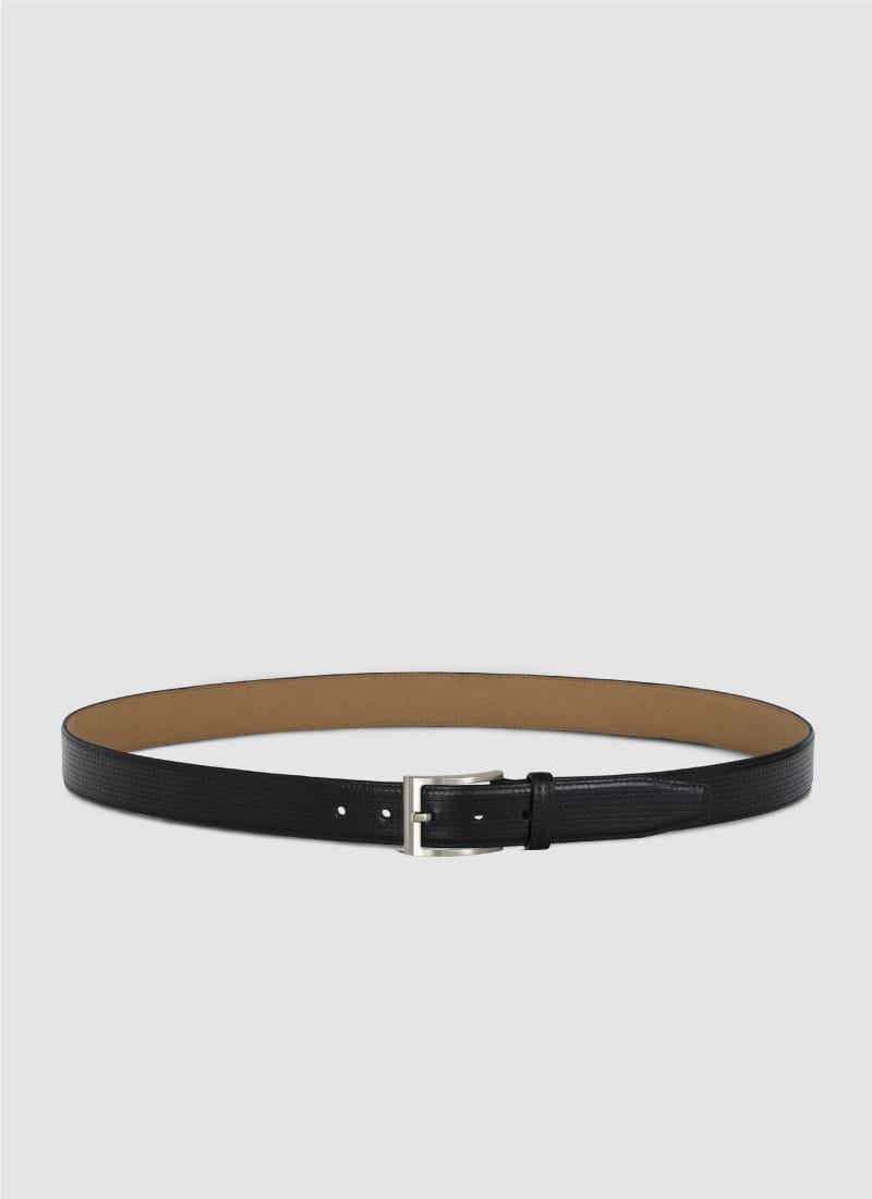 Language Shoes-Men-David Belt-Premium Leather-Black Colour-Belt