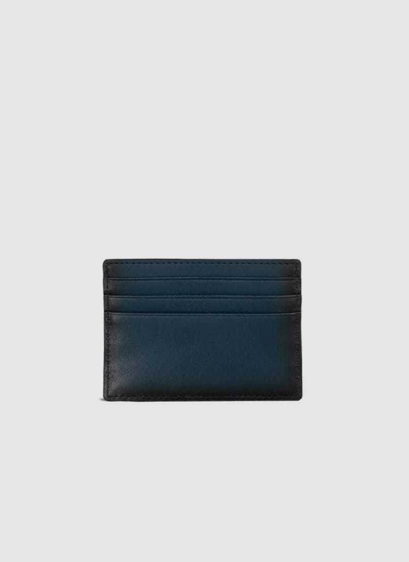 Language Shoes-Men-Raven Laser Card Holder-Premium Leather-Navy Colour-Leather Accessories