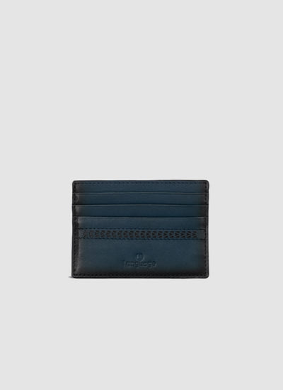 Language Shoes-Men-Raven Laser Card Holder-Premium Leather-Navy Colour-Leather Accessories
