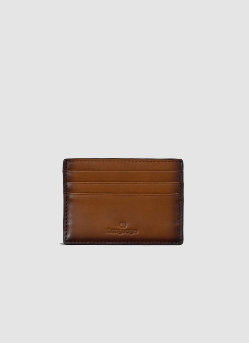 Language Shoes-Men-Usher Card Holder-Premium Leather-Tan Colour-Leather Accessories