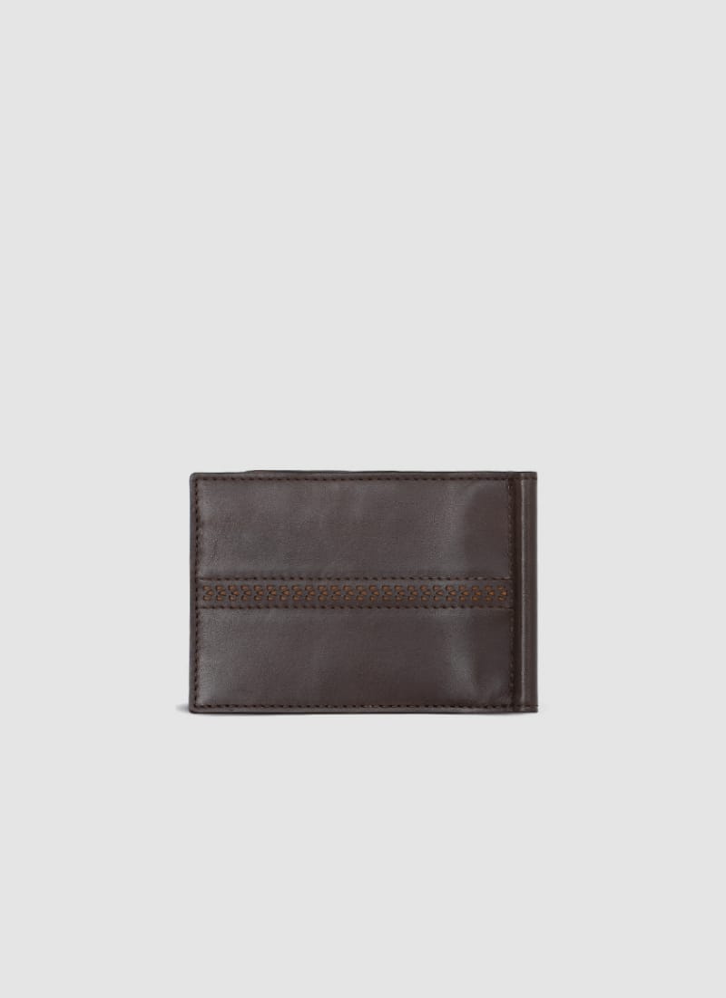 Language Shoes-Men-Wright Laser Money Clip-Premium Leather-Brown Colour-Leather Accessories