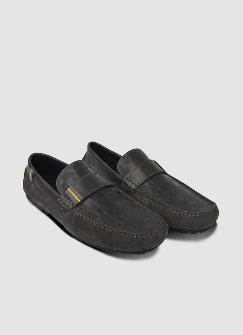 Language Shoes-Men-Arena Driver-Premium Leather-Grey Colour-Casual Shoe