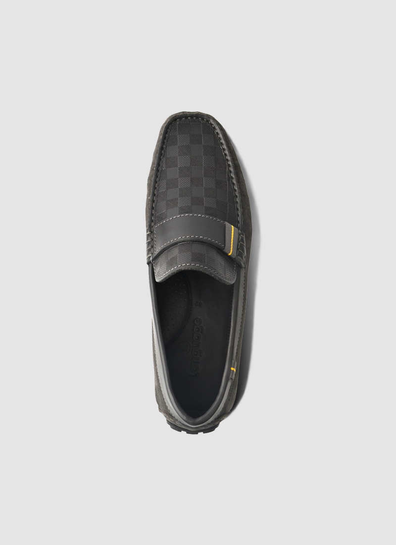 Language Shoes-Men-Arena Driver-Premium Leather-Grey Colour-Casual Shoe