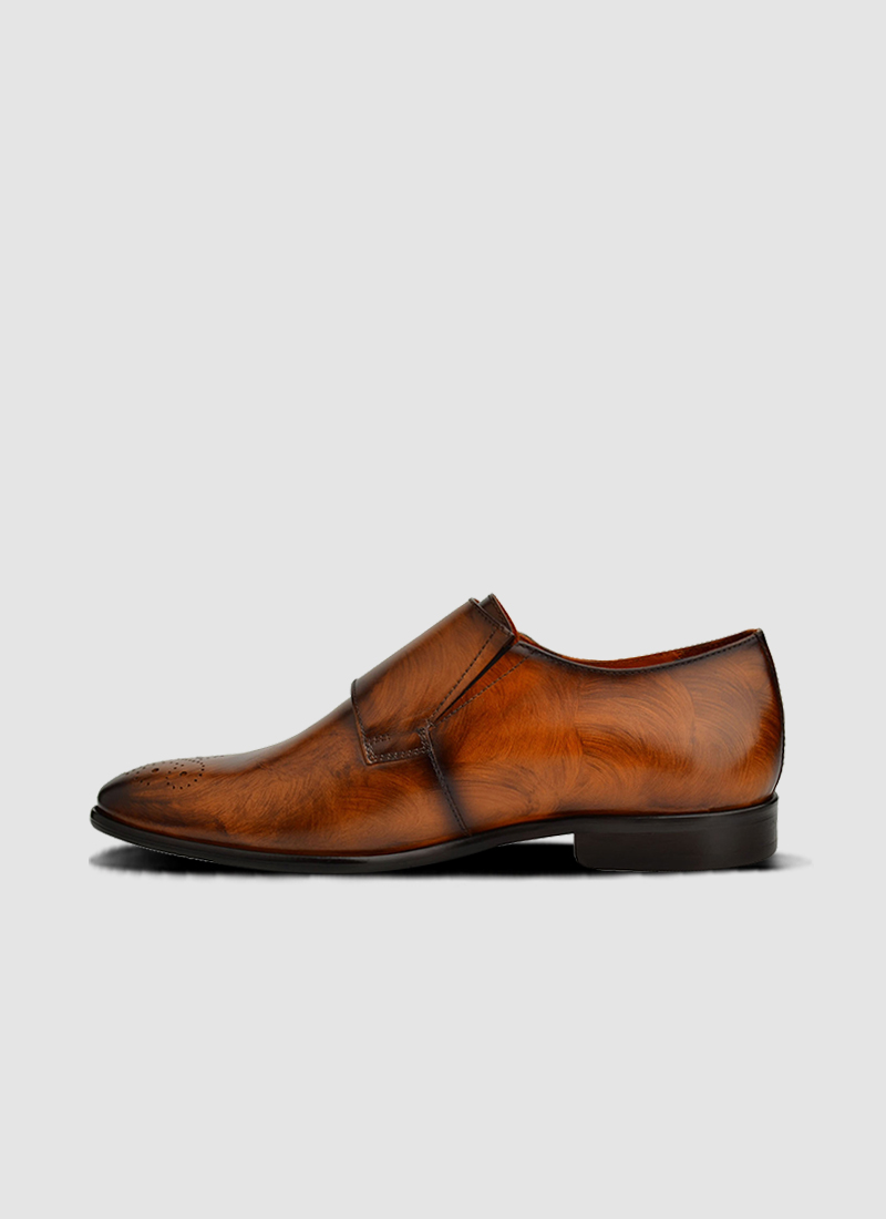 Language Shoes-Men-Maybri Monk-Premium Leather-Tan Colour-Formal Shoe