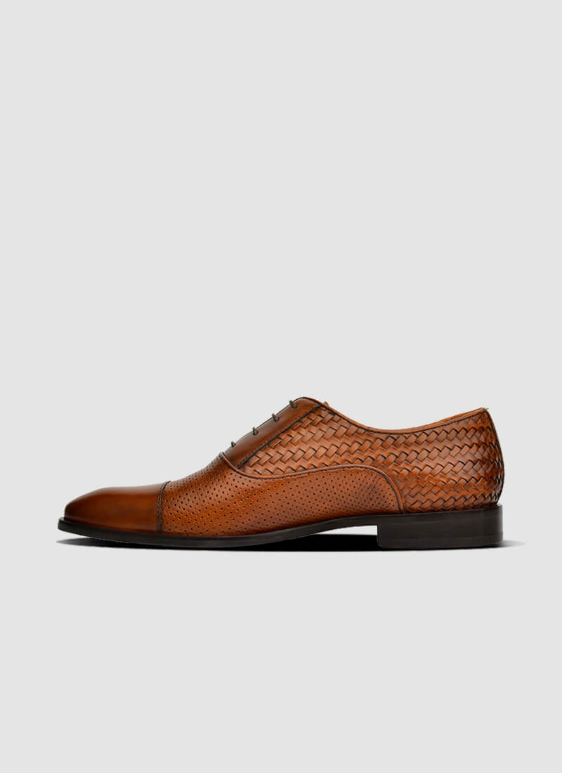 Language Shoes-Men-Del Oxford-Premium Leather-Tan Colour-Formal Shoe