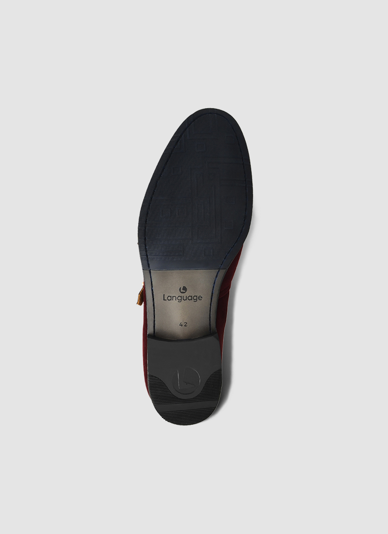 Language Shoes-Men-Date Monk-Fabric-Wine Colour-Formal Shoe