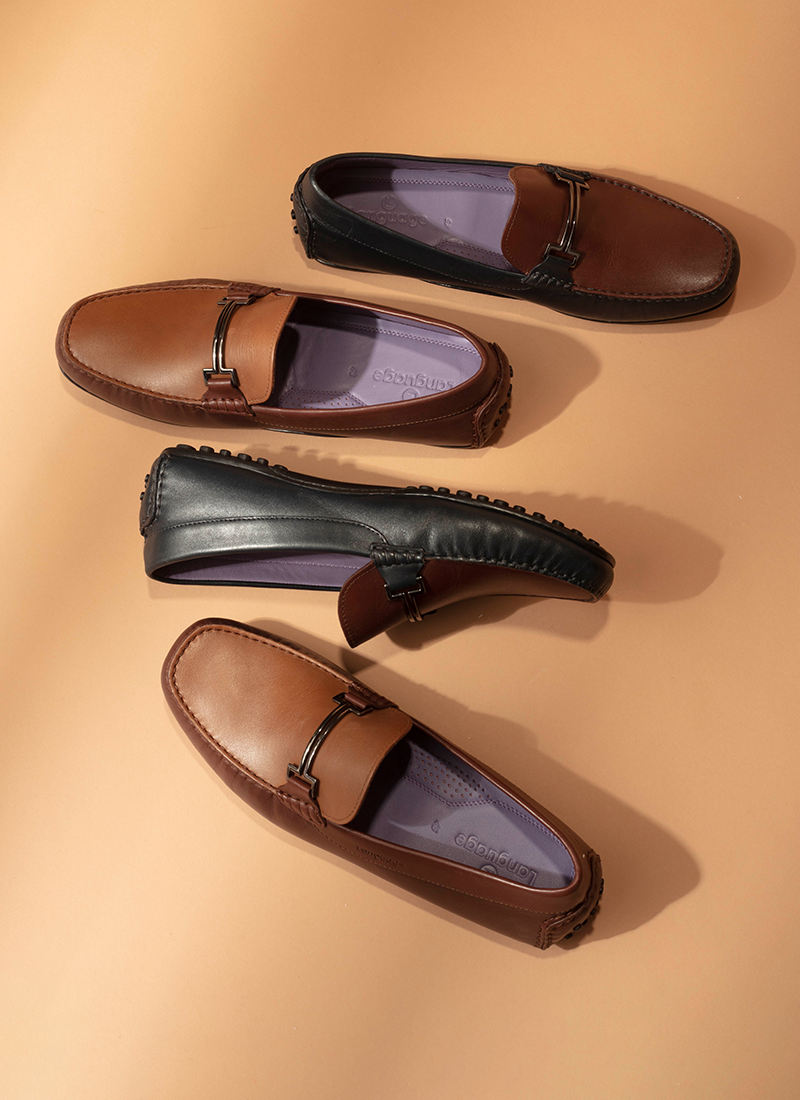 Language Shoes-Men-Code-Driver-Loafer-Premium Leather-Navy Colour-Formal Shoe