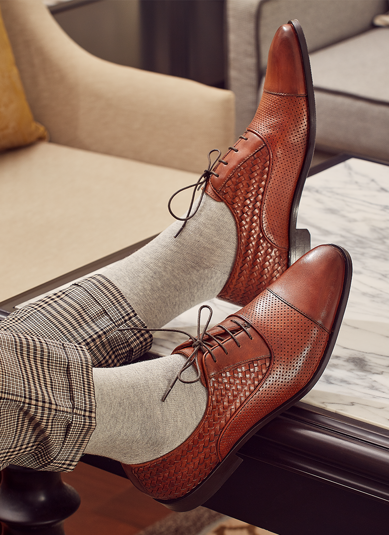 Language Shoes-Men-Del-Oxford-Premium Leather-Tan Colour-Formal Shoe