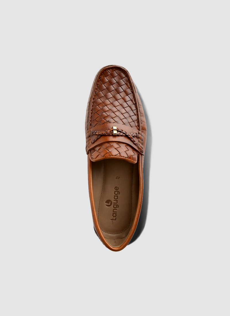 Language Shoes-Men-Aust Moccasin-Premium Leather-Tan Colour-Formal Shoe