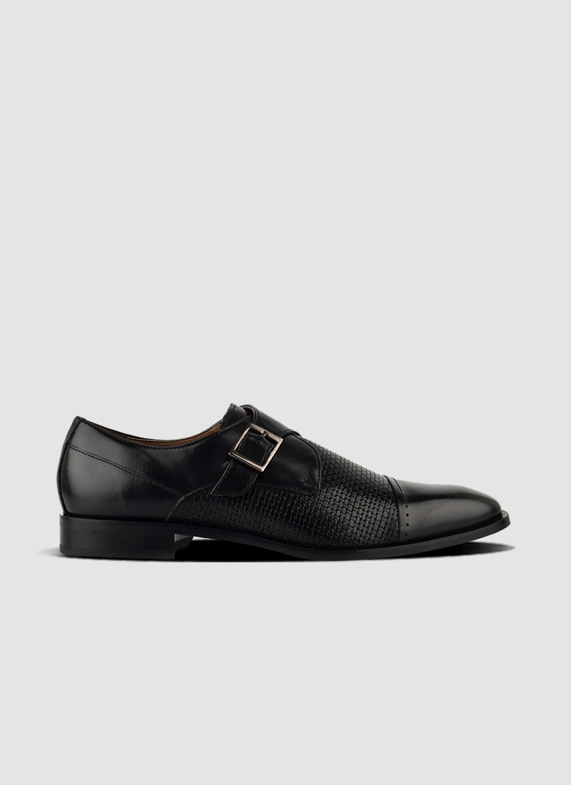 Language Shoes-Men-Sigils Monk-Premium Leather-Black Colour-Formal Shoe