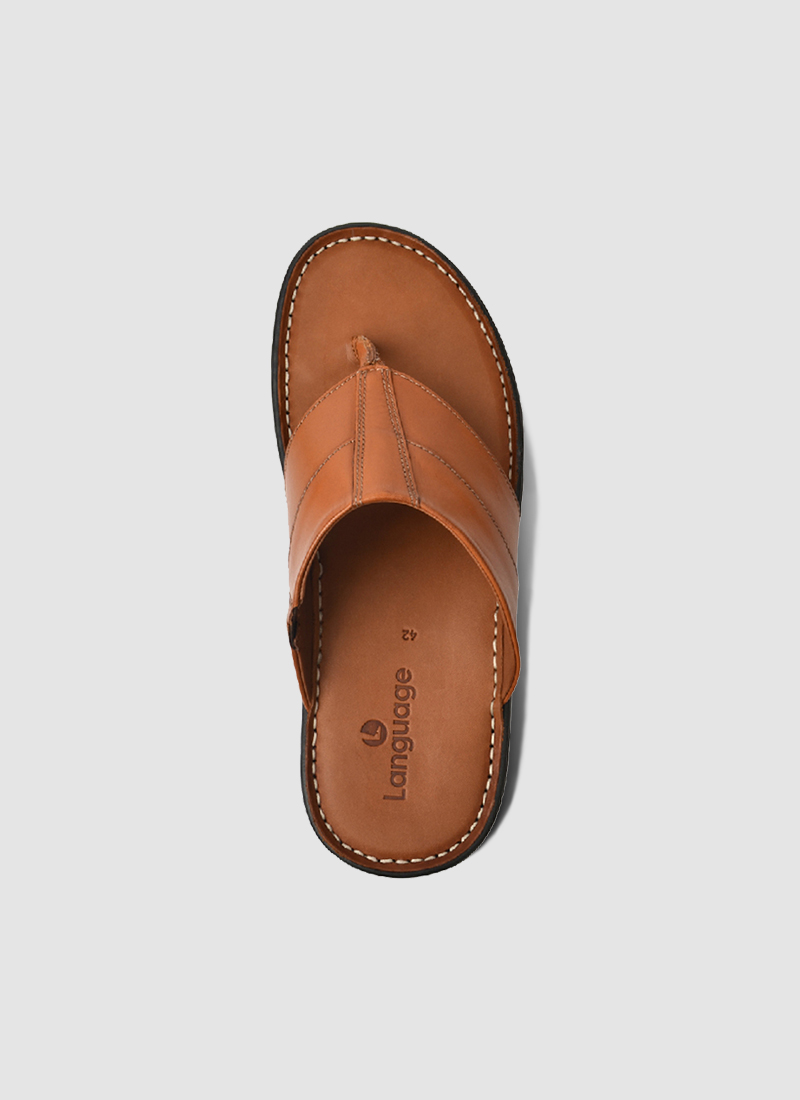Language Shoes-Men-Zoe Sandal-Premium Leather-Tan Colour-Sandal