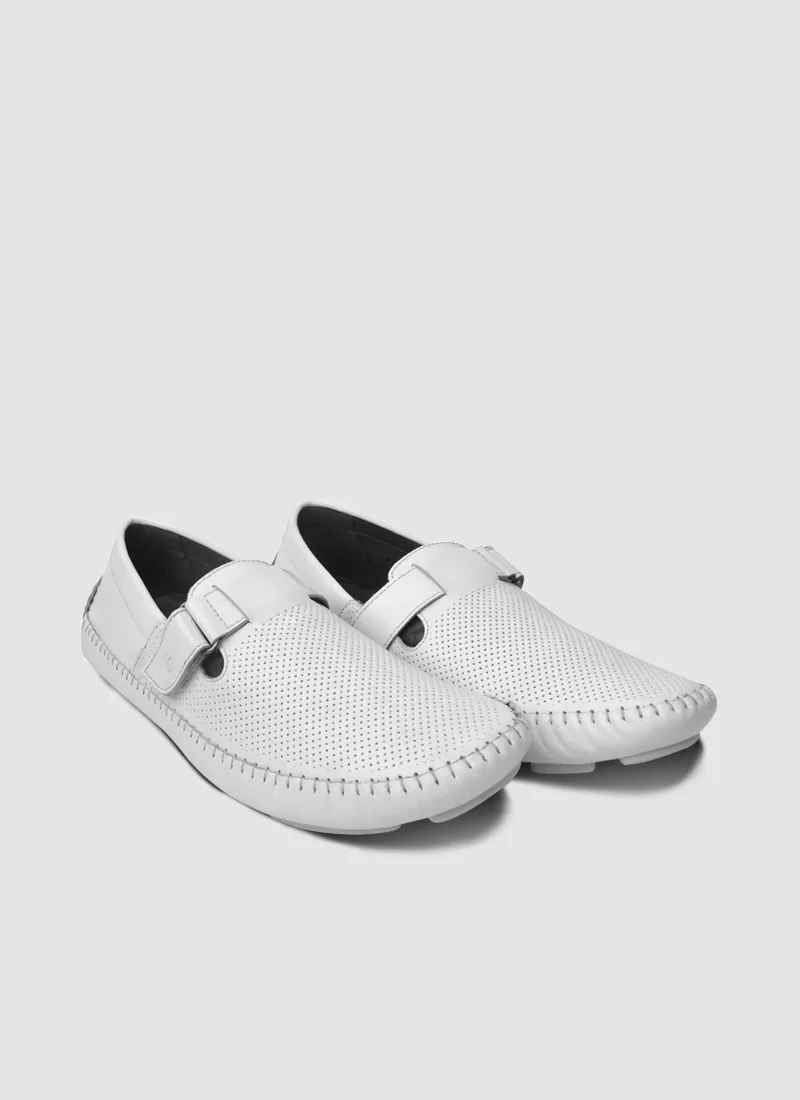 Language Shoes-Men-Dwayne Driver-Premium Leather-White Colour-Casual Shoe