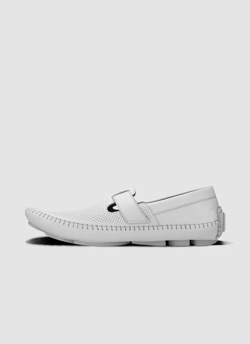 Language Shoes-Men-Dwayne Driver-Premium Leather-White Colour-Casual Shoe