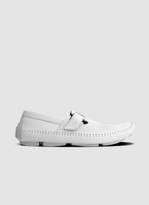 Language Shoes-Men-Dwayne Driver-Premium Leather-White Colour-Casual Shoe