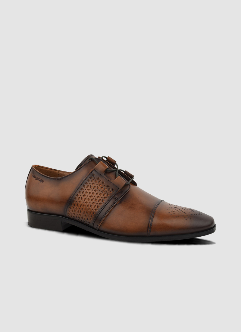 Language Shoes-Men-Retro Derby-Premium Leather-Tan Colour-Formal Shoe