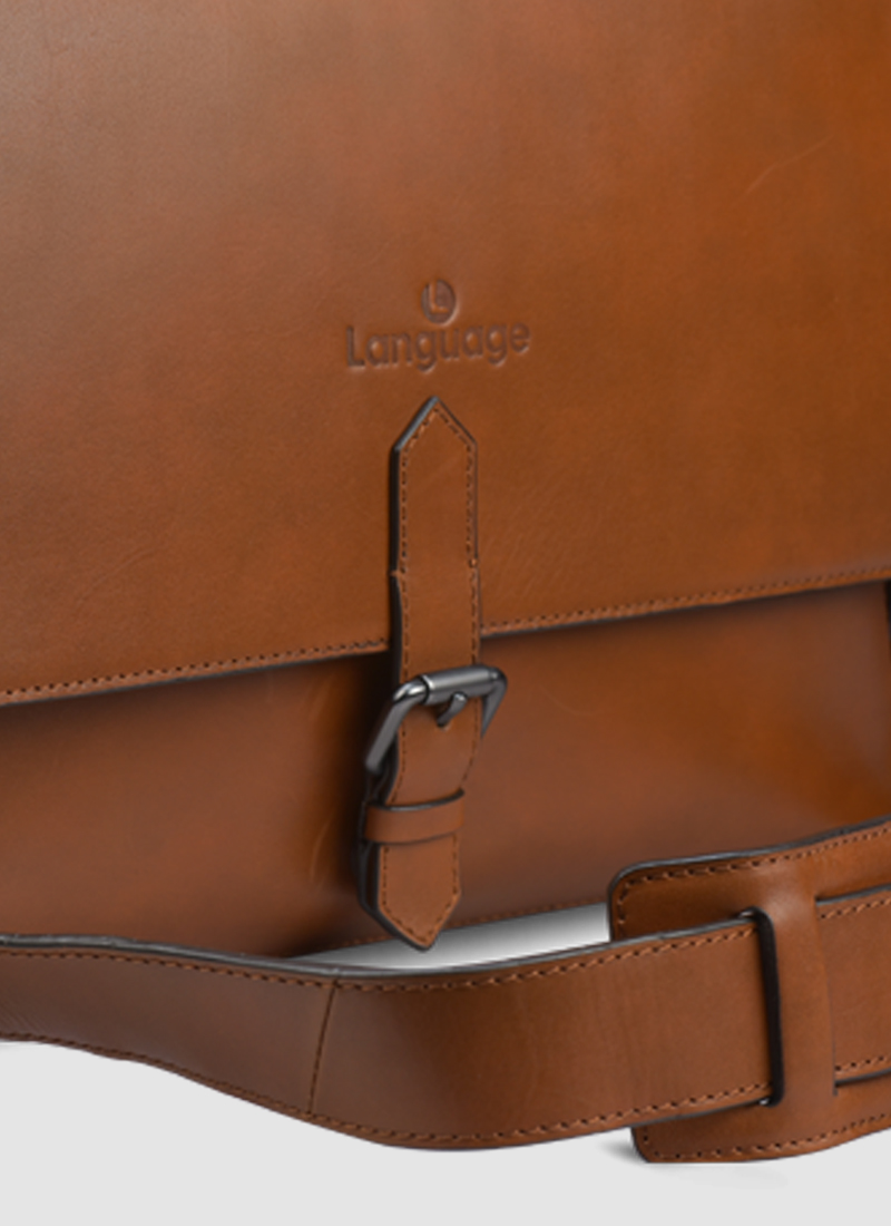 Language Shoes-Men-Mikkel Laptop Bag-Premium Leather-Tan Colour-Leather Accessories