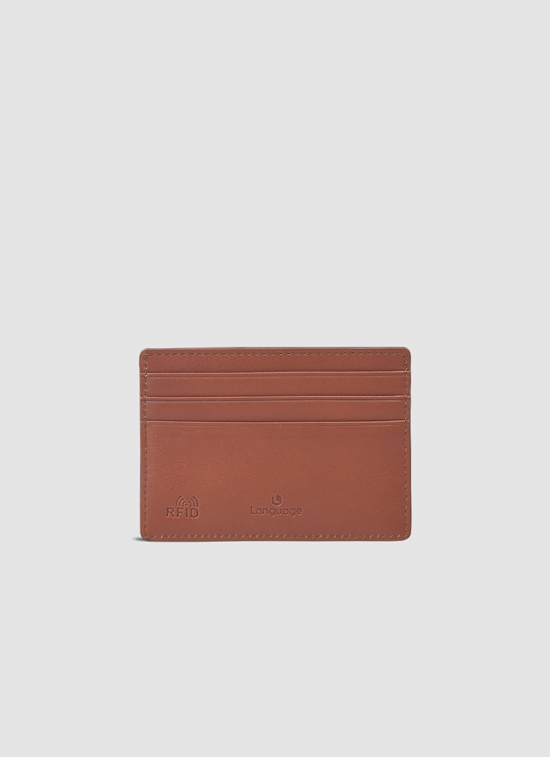 Language Shoes-Men-Wilson Card Holder-Premium Leather-Tan Colour-Leather Accessories