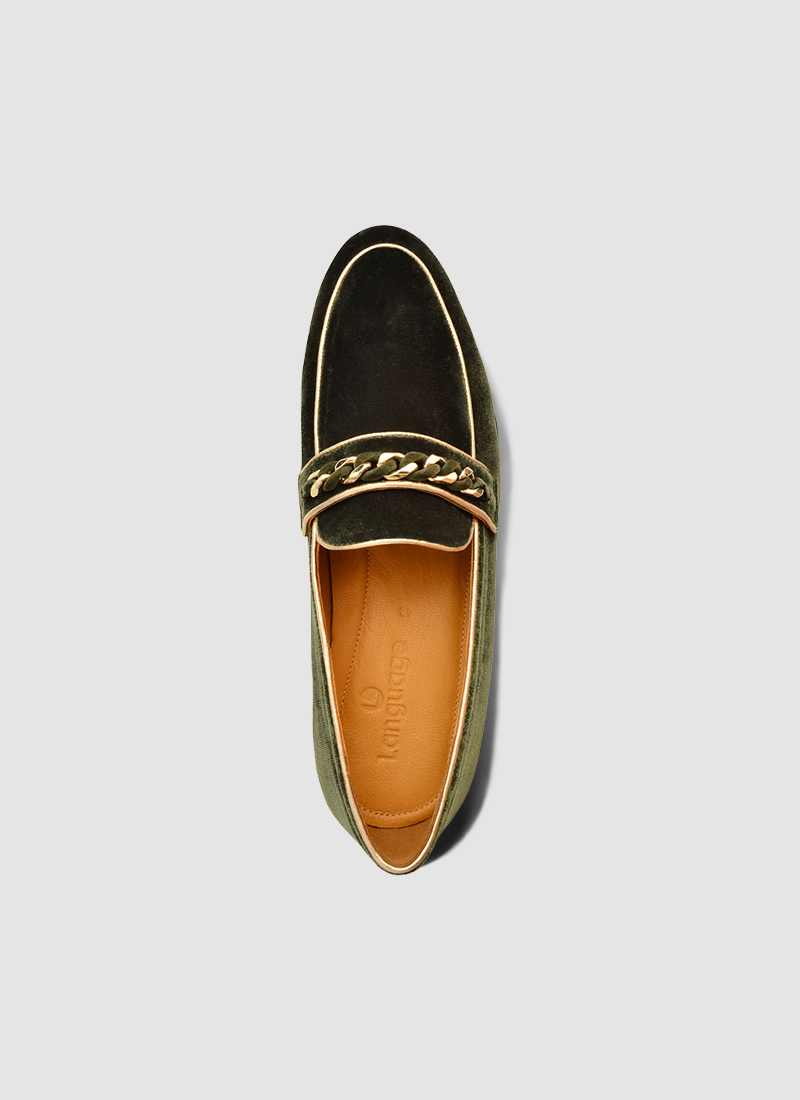 Language Shoes-Men-Jim Loafer-Fabric-Green Colour-Formal Shoe