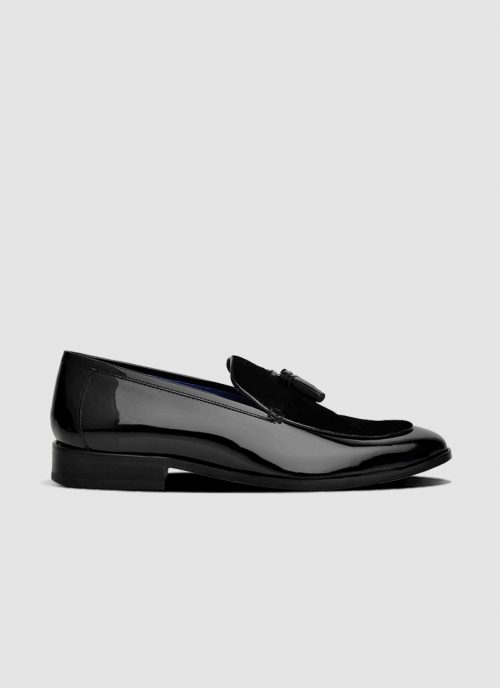 Language Shoes-Men-August Loafer-Combination of Leather/Fabric-Black Colour-Formal Shoe