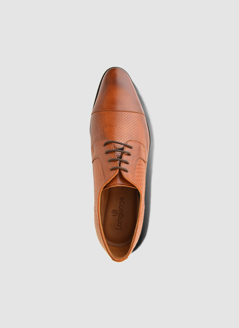 Language Shoes-Men-Basil Derby-Premium Leather-Tan Colour-Formal Shoe