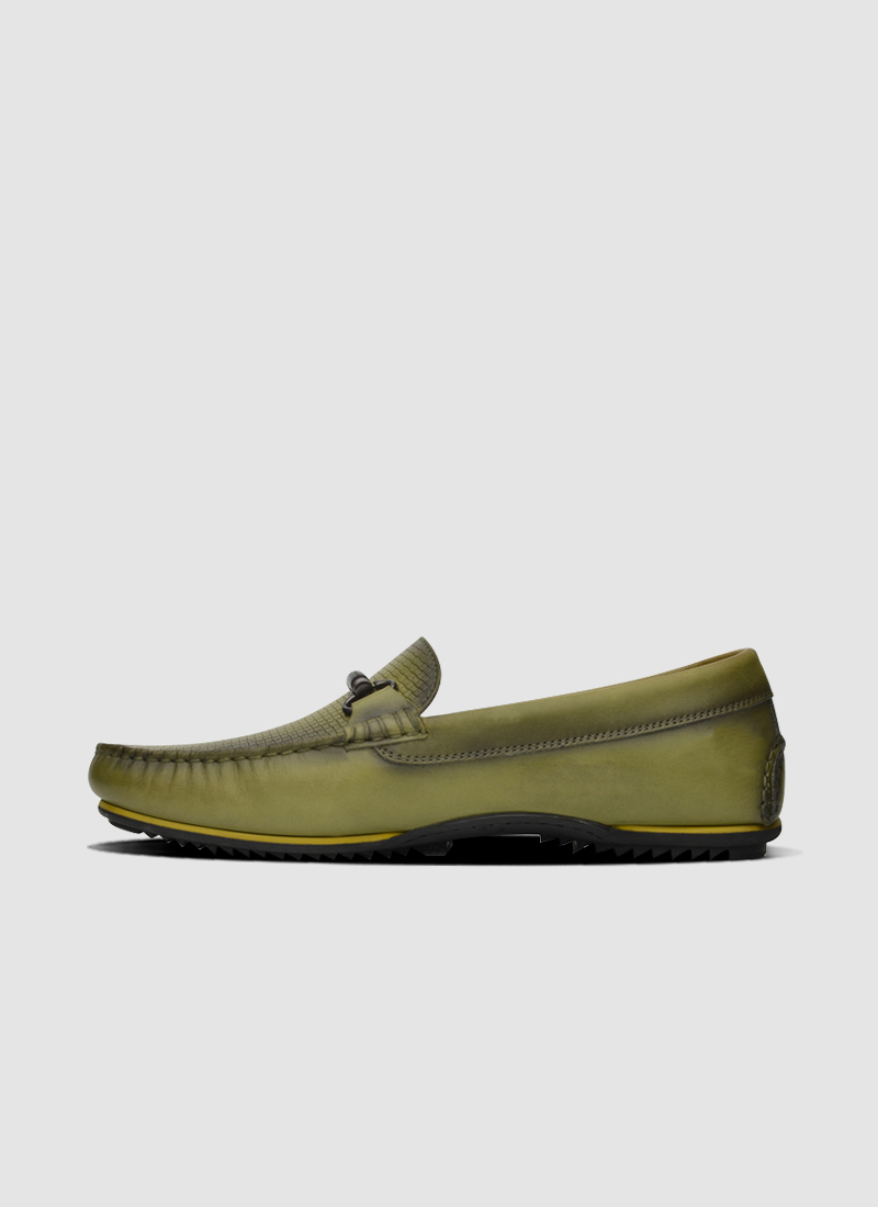 Language Shoes-Men-Jason Driver-Premium Leather-Green Colour-Casual Shoe