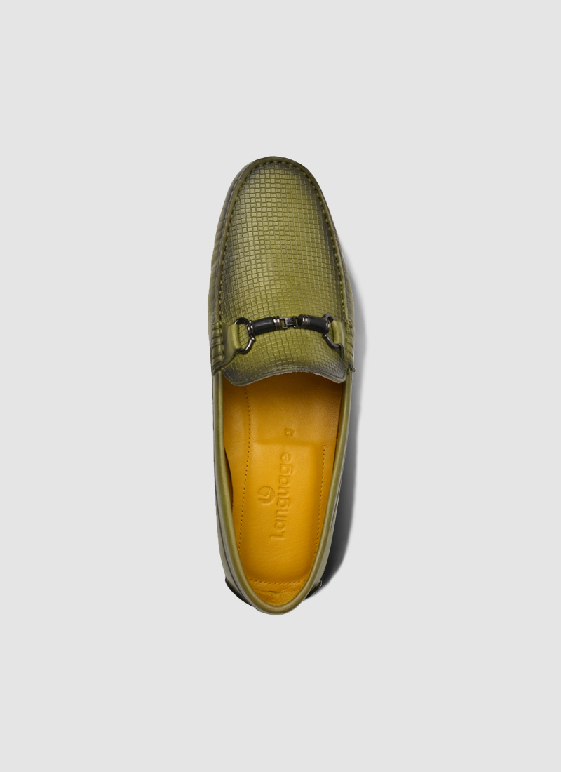Language Shoes-Men-Jason Driver-Premium Leather-Green Colour-Casual Shoe