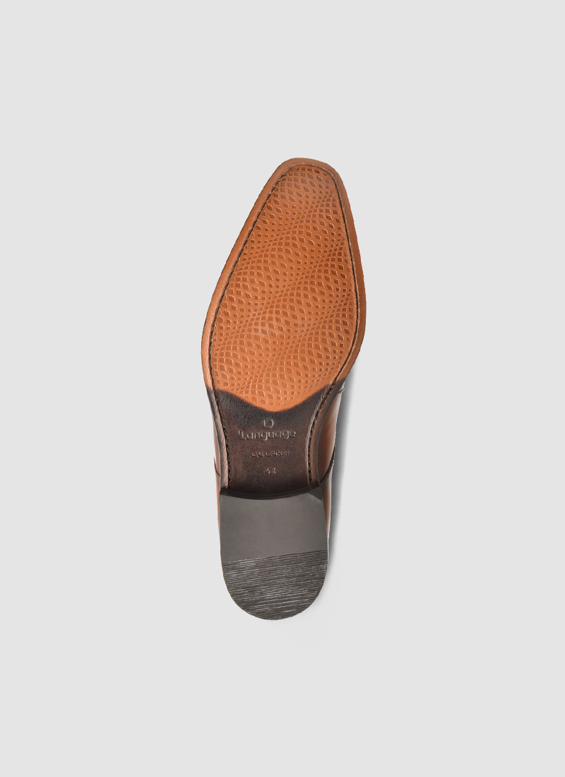 Language Shoes-Men-Dark Derby-Premium Leather-Tan Colour-Formal Shoe